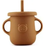 Silikonový hrnek s brčkem a oušky Kidnort Retter tmavý