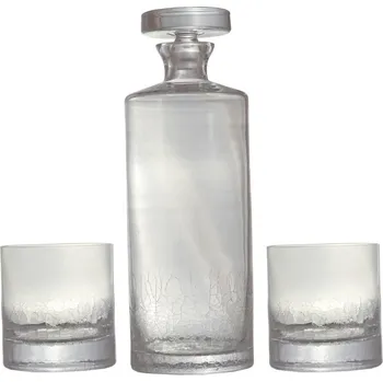 Sklenice Darčekový set Whisky láhev+ 2 skleničky - 1.00 bezbarevná foukaná Květná 1794