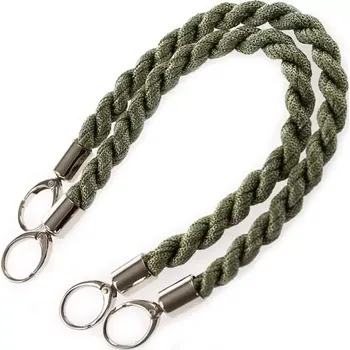 Příze Ucha na tašky Inda délka 50 cm Olivová se stříbrným kováním (Luxusní ucha na kabelky a tašky Inda Olivová se stříbrem)