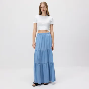 Dámská sukně Reserved - Maxi sukně z lyocellu - modrá - 9307H-50J - 9307H-50J-S