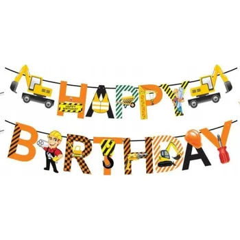 Papírová girlanda Happy Birthday Doprava, Stavba (1 ks)