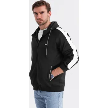 Pánská mikina Pánská mikina na zip s kapucí a lemováním - černá V1 OM-SSZP-0210 - L