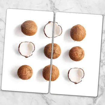 Obraz Sada tvrzených skleněných kuchyňských desek s motivem kokosu a ovoce 2x 30x52 cm