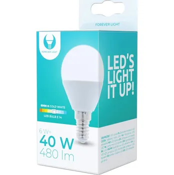 Žárovka TelForceOne LED žárovka E14 G45 6W 6000K 480lm Forever