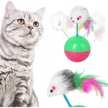 Hračka pro kočku Barevná hračka pro kočky Myš na míči Panáček vstaváček Míč s myší