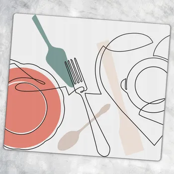 Obraz Multifunkční skleněná deska do kuchyně s motivem příborů 60x52 cm