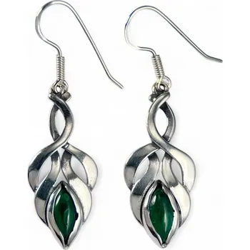 Náušnice Drakkaria MECHOVÉ stříbrné náušnice s malachitem, Ag 925