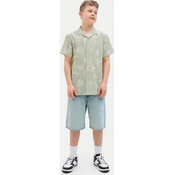 Pánská košile Jack & Jones Junior Košile Luke 12277298 Zelená Relaxed Fit 164