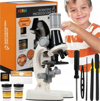 Dětský mikroskop Icom Poland ŠKOLNÍ MIKROSKOP SADA PRO VĚDU + PŘÍSLUŠENSTVÍ 8 KS