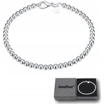 Náramek Dámský stříbrný náramek 925 Řetízek Jemné kulaté kuličky 4 mm