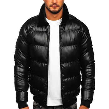 Černá pánská prošívaná koženková bunda Bolf 0022 - XL