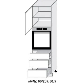 Kuchyňská skříňka Kuchyňská skříňka dolní vysoká ESSEN WHITE AKRYL LESK D14/RU/60/207-3M - bílá alpská