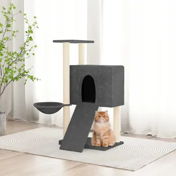 Škrabadlo pro kočky se sisalovými sloupky, tmavě šedé, 96 cm