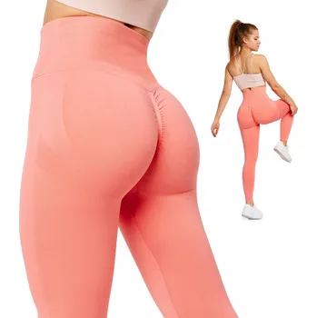 Dámské legíny Push Up legíny s vysokým pasem bezešvé Sport Fitness BLV50-255 Růžové L