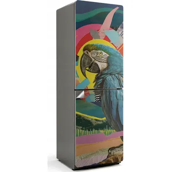 Fototapeta Samolepicí samolepka na ledničku Snadná Instalace Papoušek na pozadí abstrakce