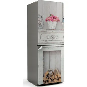 Fototapeta Nálepka samolepka na ledničku Dekorativní Rustikální krb s květinami