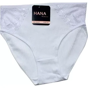 Dámské kalhoty Dámské kalhotky do pasu žebrové s krajkou 38297 bílé