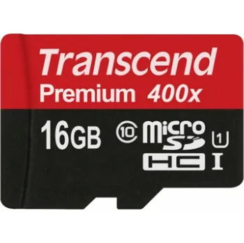 Ukládání dat Transcend 16GB microSDHC UHS-I 400x Premium (Class 10) paměťová karta (bez adaptéru)
