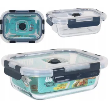 Dóza na potraviny HERMETICKÁ SKLENĚNÁ DÓZA QUTTIN na oběd 0,6L do MIKROVLNNÉ TROUBY 18,5x14 cm