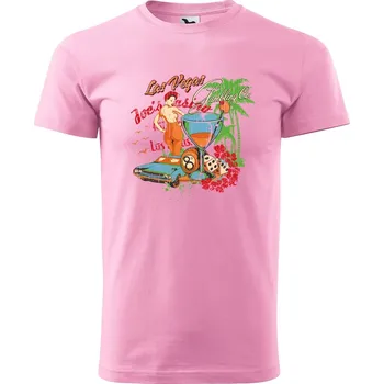 Pánské tričko DOBRÝ TRIKO Pánské tričko s potiskem Retro Las Vegas Velikost: XS, Barva: Růžová