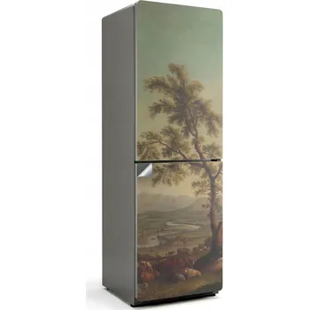 Fototapeta Samolepicí nálepka na ledničku s potiskem venkovské krajiny se stromem