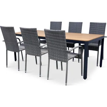 Zahradní sestava Noela Zahradní jídelní set Milano + 6x ratanová židle Paris PREMIUM