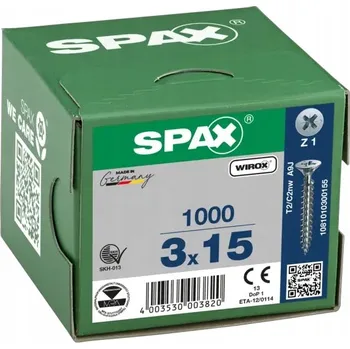 Vrut SPAX UNIVERZÁLNÍ VRUTY DO DŘEVA 3x15 mm - 50 ks