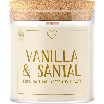 Svíčka Goodie Svíčka s dřevěným praskajícím knotem - Vanilla & Santal 280 g