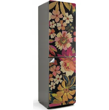 Fototapeta Omyvatelná Samolepicí Nálepka na Lednici do Kuchyně - Květinový Vzor Výšivky