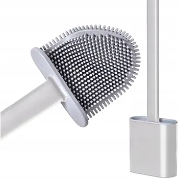 WC štětka Silikonový WC kartáč plochý bílý závěsný na zeď