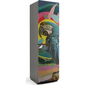 Fototapeta Ochranná samolepka na ledničku Samolepicí Fólie Papoušek na Abstraktním Pozadí