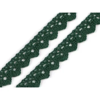 Krajka Krajka Bavlněná šíře 15 mm paličkovaná METRÁŽ - 27 zelená tmavá