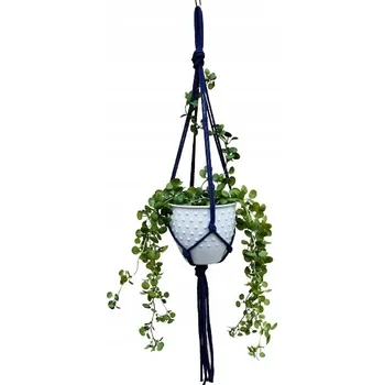 Obraz Držák Na Květináč závěsný makramé z provázku boho FIALOVÝ