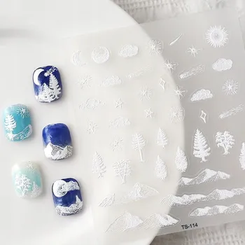 Samolepky na nehty Samolepící konvexní vzory MRAKY HORY LES