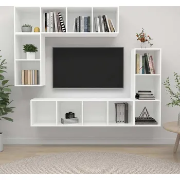 Obývací stěna vidaXL 4dílný set TV skříněk kompozitní dřevo [3079819] Barva: Bílá