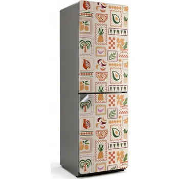 Fototapeta Umělecká Samolepka Ozdobná Fólie na Lednici – Rostlinné a Geometrické Vzory