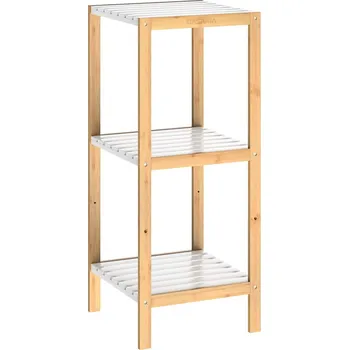 police Casaria® Bambusová stojací police 80×33×34 cm – bílá