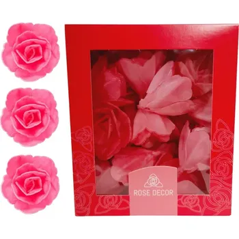 Jedlá dekorace na dort Dekorace oplatková - Růže malá 30 mm, fuksiová, 35 ks