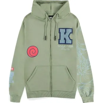 Pánská mikina Difuzed Naruto Zipper Hoodie Kakashi Velikost M Olivově zelená