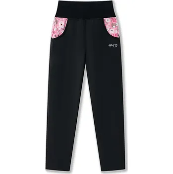 Dívčí kalhoty Dívčí softshellové kalhoty Wolf B2585 (JARNÍ BEZ FLEECU) černé s růžovou - ježek