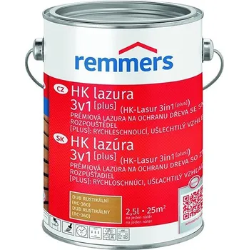 barva a nátěr na dřevo Remmers HK Lazura 3v1 [plus] 2,5 l Eiche rustikal / Rustikální dub