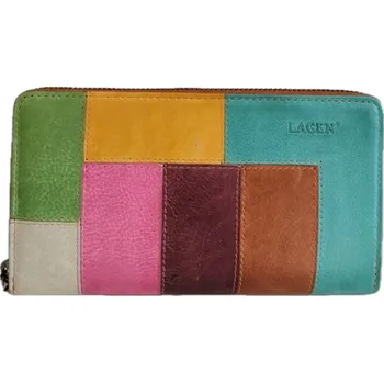 Peněženka Dámská kožená peněženka Lagen 9000 - caramel/ multi