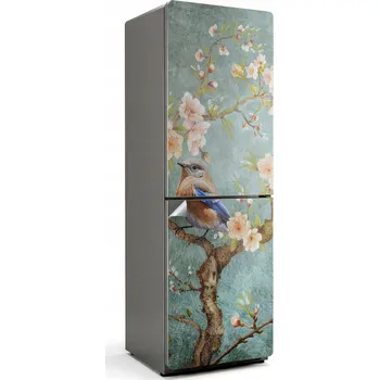 Fototapeta Samolepicí protibublinková nálepka na ledničku Pták na větvi s květinami