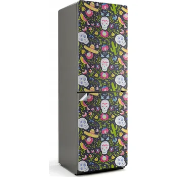 Fototapeta Samolepicí samolepka na ledničku Snadná Aplikace Vzor lebek a rostlin