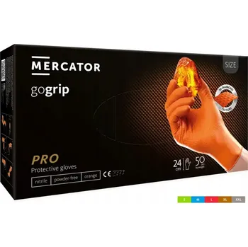 Pracovní rukavice Rukavice INDEX BHP nitrilové rukavice pro mechaniky GO GRIP ORANGE, velikost 9 - L, 25 párů