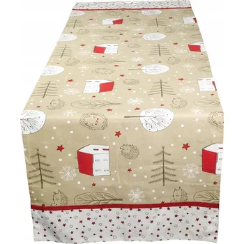 Prostěradlo Běžec na stůl béžový, bílý, odstíny červené 150 x 50 cm