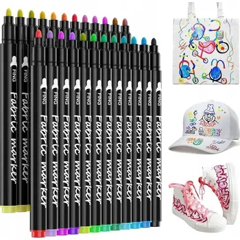 Dekorativní, vícebarevný permanentní popisovač FABRIC MARKERS 24 ks