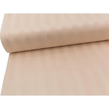 Mirtex Látka SATEEN 150/156 Béžová Frappe 20mm hotelový pruh šíře 145cm Zbytková metráž