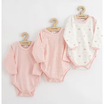 Kojenecký body Kojenecké celorozepínací body New Baby Classic II Holka 3ks růžová - 68 (4-6m) - VÝPRODEJ