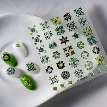 ZELENÉ Samolepky na nehty Samolepící konvexní vzory MANDALA